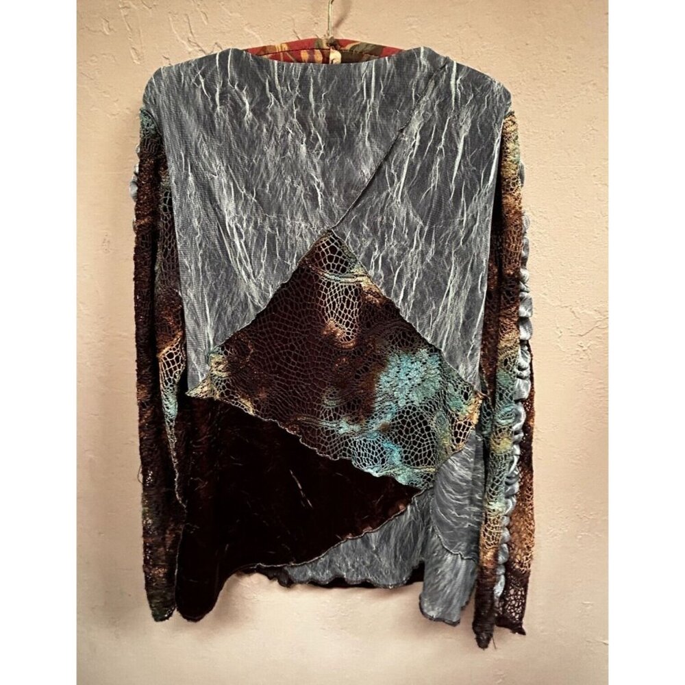 Origami Imagiro Women's Patchwork Crochet V-Neck … - image 2